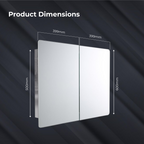 iBathUK Malmo Stainless Steel Bathroom Mirror Cabinet with Double Door, Soft Rectangular Shape with Round Edge, 800x600mm