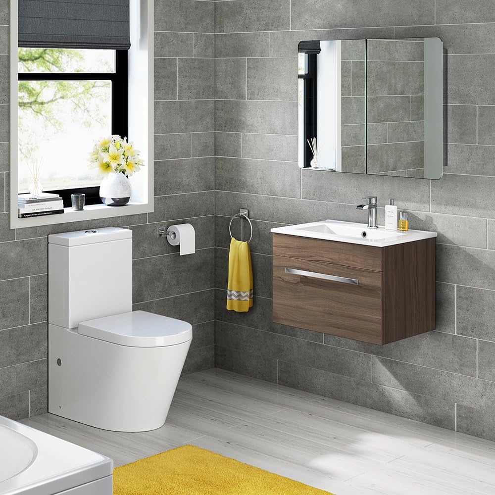 iBathUK Malmo Stainless Steel Bathroom Mirror Cabinet with Double Door, Soft Rectangular Shape with Round Edge, 800x600mm