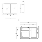 iBathUK Malmo Stainless Steel Bathroom Mirror Cabinet with Double Door, Soft Rectangular Shape with Round Edge, 800x600mm