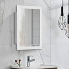 iBathUK Bristol Stainless Steel Bathroom Mirror Cabinet with Sliding Door, Rectangular Mirror with Straight Edge, 480x660mm