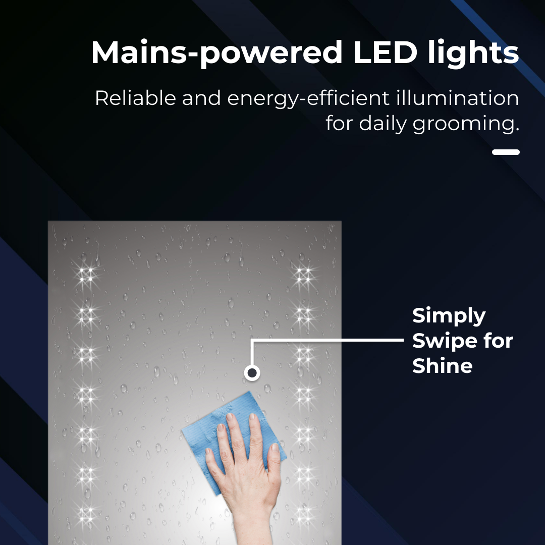 iBathUK Celeste Rectangular Illuminated LED Bathroom Mirror, Wall Mirror with Motion Sensor and Infrared Sensor Switch, 500x700mm