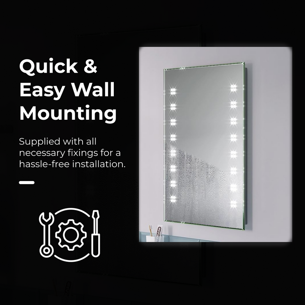 iBathUK Celeste Rectangular Illuminated LED Bathroom Mirror, Wall Mirror with Motion Sensor and Infrared Sensor Switch, 500x700mm