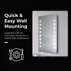 iBathUK Celeste Rectangular Illuminated LED Bathroom Mirror, Wall Mirror with Motion Sensor and Infrared Sensor Switch, 500x700mm