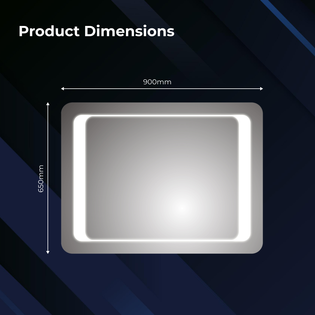 iBathUK Nova Rectangular Illuminated LED Bathroom Mirror, Wall Mirror with Motion Sensor and Infrared Sensor Switch, 650x900mm