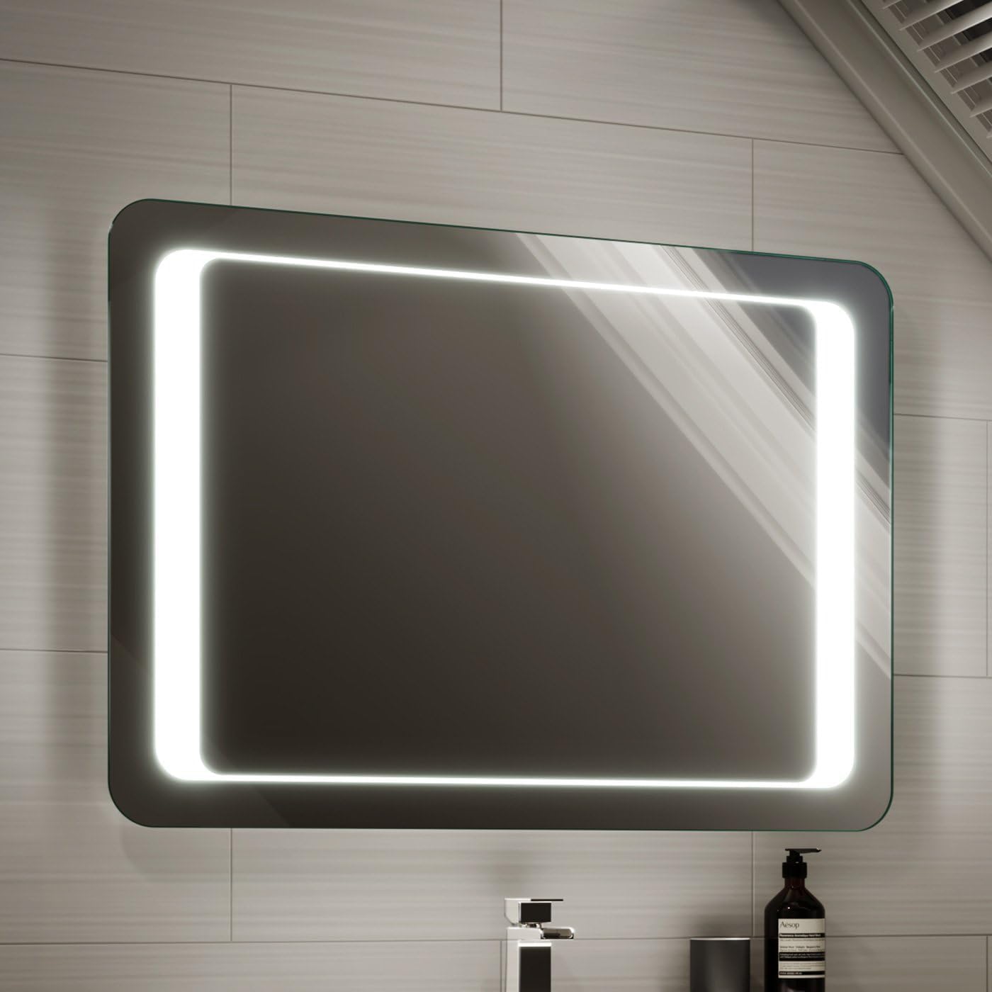 iBathUK Nova Rectangular Illuminated LED Bathroom Mirror, Wall Mirror with Motion Sensor and Infrared Sensor Switch, 650x900mm