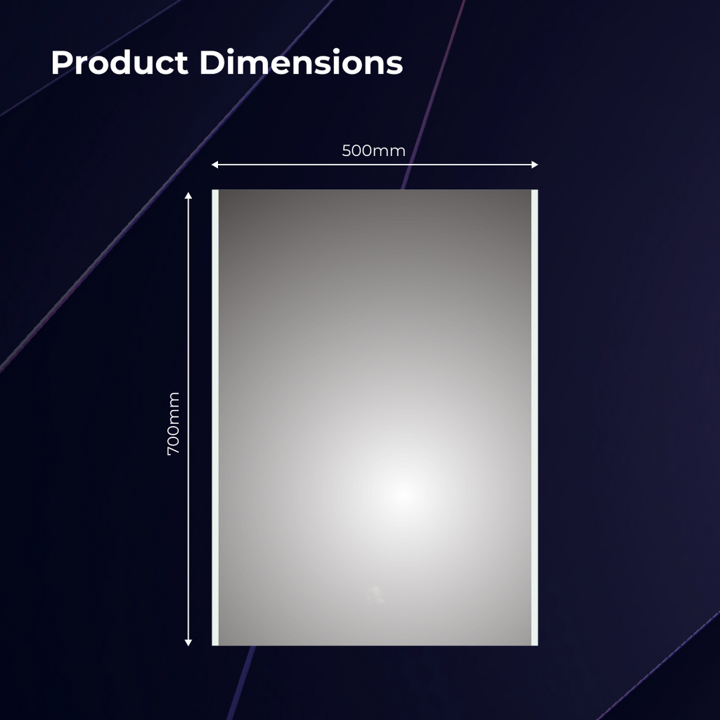 iBathUK Nebula Rectangular Illuminated LED Bathroom Mirror, Wall Mirror with Motion Sensor and Infrared Sensor Switch, 500x700mm