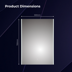 iBathUK Nebula Rectangular Illuminated LED Bathroom Mirror, Wall Mirror with Motion Sensor and Infrared Sensor Switch, 500x700mm