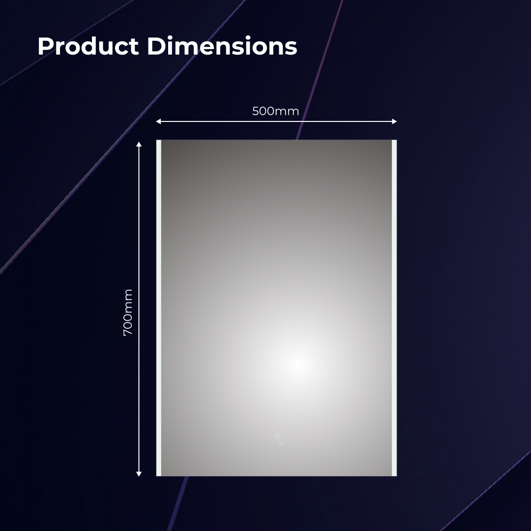 iBathUK Nebula Rectangular Illuminated LED Bathroom Mirror, Wall Mirror with Motion Sensor and Infrared Sensor Switch, 500x700mm