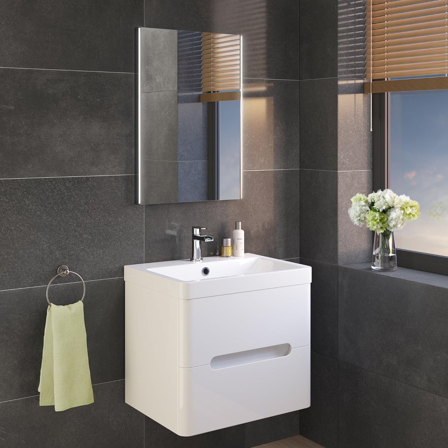 iBathUK Nebula Rectangular Illuminated LED Bathroom Mirror, Wall Mirror with Motion Sensor and Infrared Sensor Switch, 500x700mm