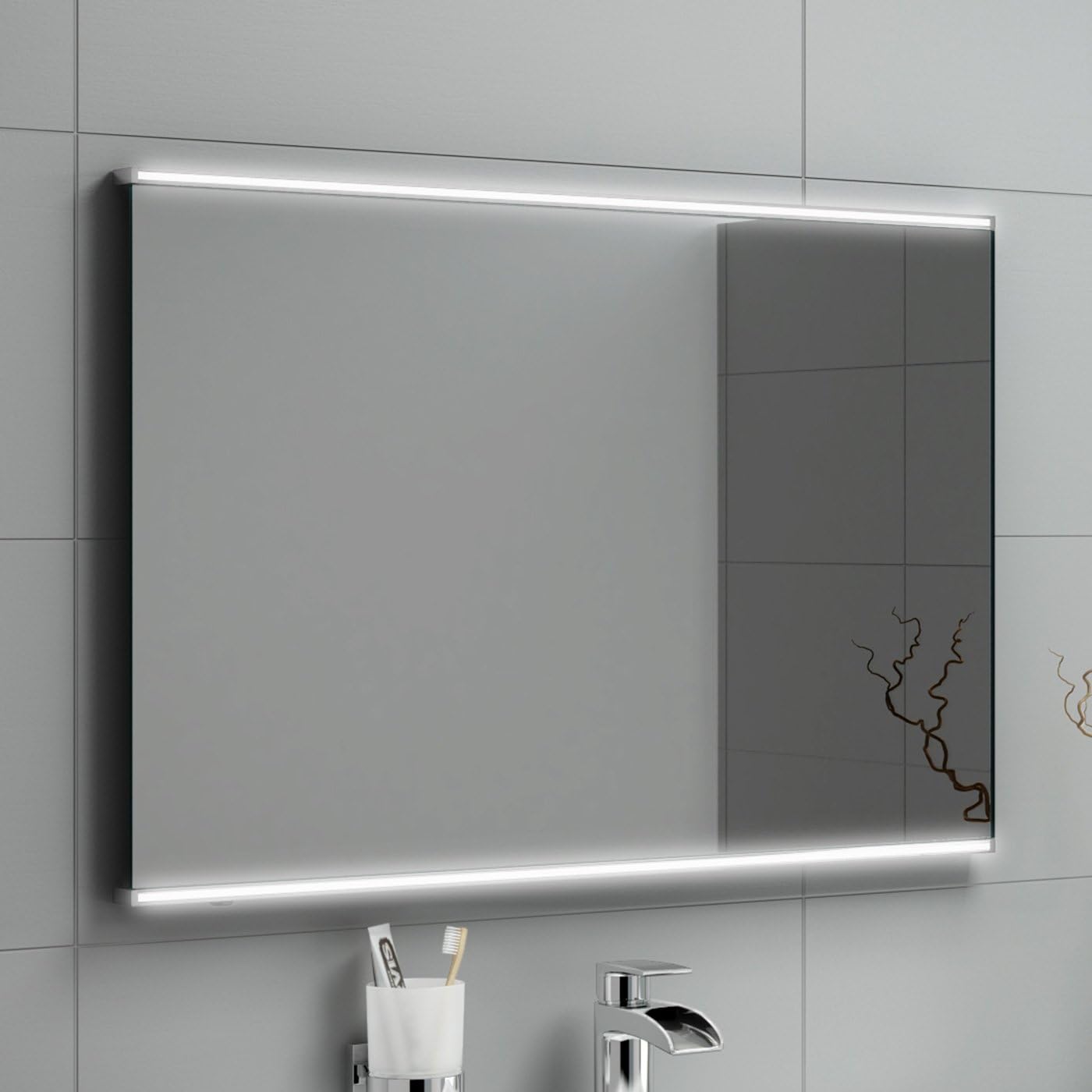 iBathUK Nebula Rectangular Illuminated LED Bathroom Mirror, Wall Mirror with Motion Sensor and Infrared Sensor Switch, 500x700mm