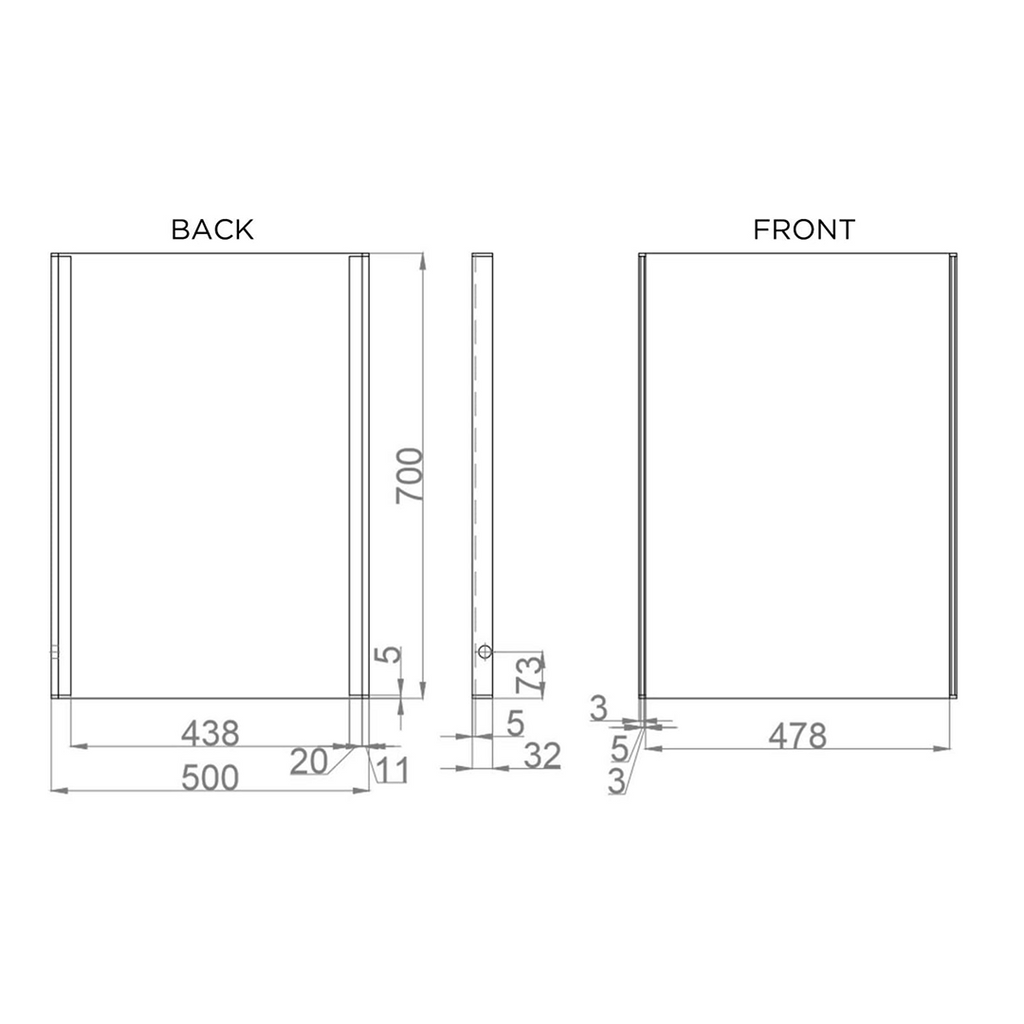 iBathUK Nebula Rectangular Illuminated LED Bathroom Mirror, Wall Mirror with Motion Sensor and Infrared Sensor Switch, 500x700mm
