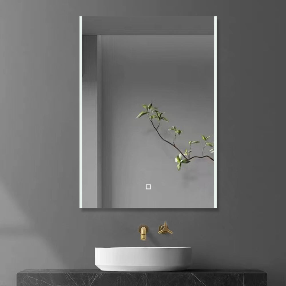 iBathUK Glowvia Rectangular Illuminated LED Bathroom Mirror with Touch Switch, Frameless Wall Mirror with Straight Edge, 500x700mm