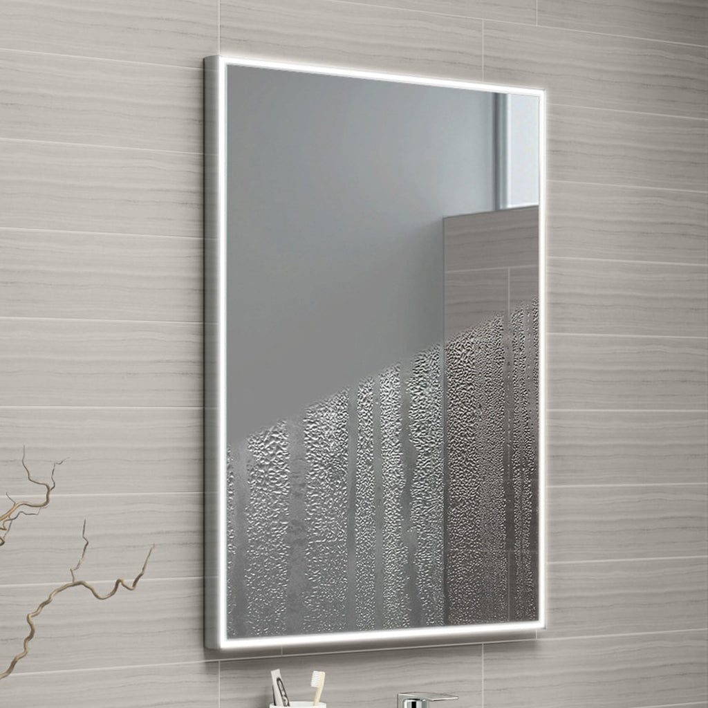 iBathUK Spectra Rectangular Illuminated LED Bathroom Mirror, Frameless Wall Mirror with Motion Sensor and Demister, 500x700mm