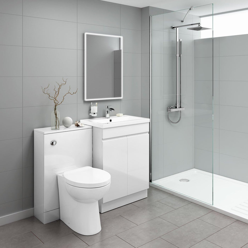 iBathUK Spectra Rectangular Illuminated LED Bathroom Mirror, Frameless Wall Mirror with Motion Sensor and Demister, 500x700mm