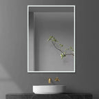 iBathUK Spectra Rectangular Illuminated LED Bathroom Mirror, Frameless Wall Mirror with Motion Sensor and Demister, 500x700mm