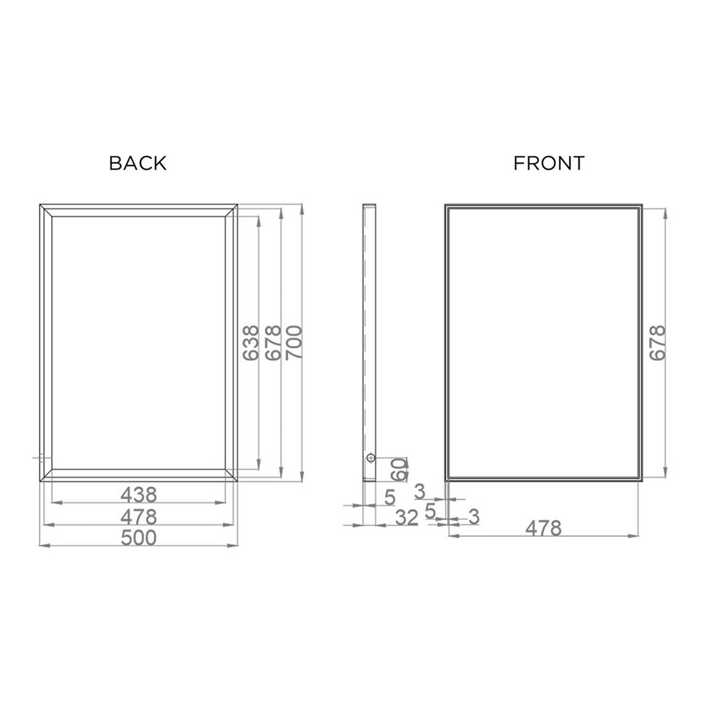 iBathUK Spectra Rectangular Illuminated LED Bathroom Mirror, Frameless Wall Mirror with Motion Sensor and Demister, 500x700mm