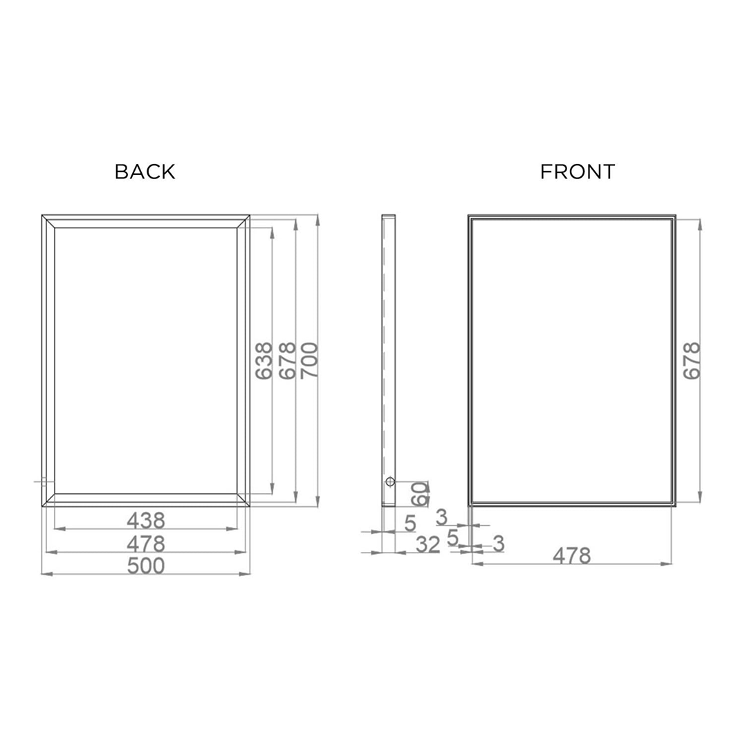iBathUK Spectra Rectangular Illuminated LED Bathroom Mirror, Frameless Wall Mirror with Motion Sensor and Demister, 500x700mm
