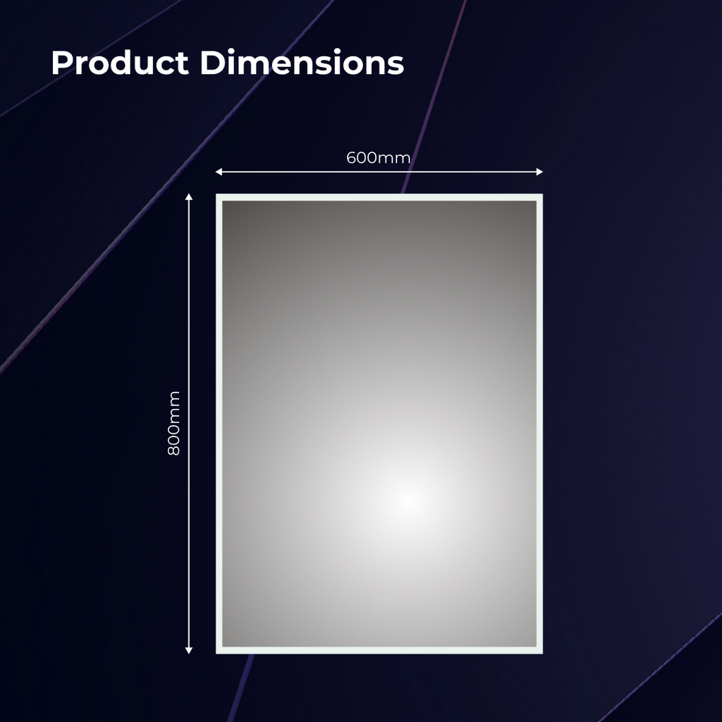 iBathUK Spectra Rectangular Illuminated LED Bathroom Mirror, Frameless Wall Mirror with Motion Sensor and Demister, 800x600mm
