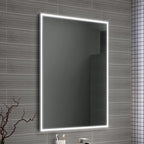 iBathUK Spectra Rectangular Illuminated LED Bathroom Mirror, Frameless Wall Mirror with Motion Sensor and Demister, 800x600mm