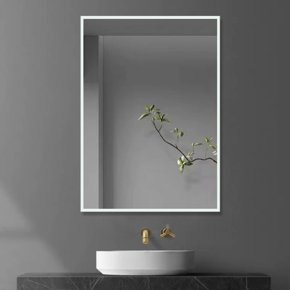 iBathUK Spectra Rectangular Illuminated LED Bathroom Mirror, Frameless Wall Mirror with Motion Sensor and Demister, 800x600mm