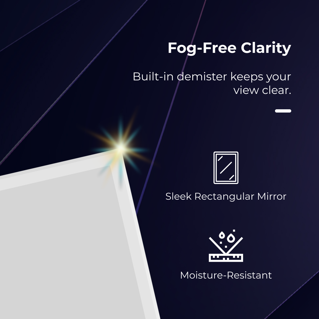 iBathUK Lustre Rectangular Illuminated LED Bathroom Mirror, Frameless Wall Mirror with Touch Sensor and Demister, 500x700mm