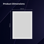 iBathUK Lustre Rectangular Illuminated LED Bathroom Mirror, Frameless Wall Mirror with Touch Sensor and Demister, 500x700mm