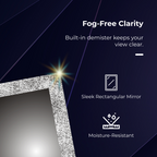 iBathUK Solstice Rectangular Illuminated LED Bathroom Mirror, Frameless Wall Mirror with Touch Sensor and Demister, 500x700mm