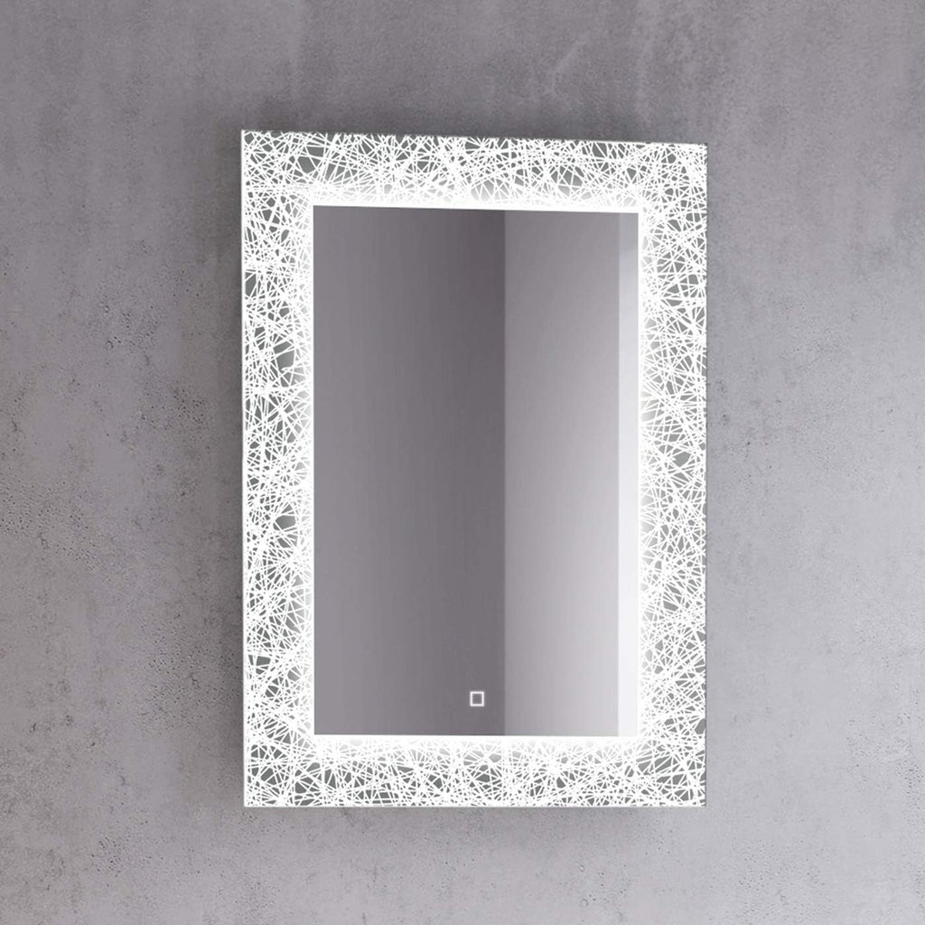 iBathUK Solstice Rectangular Illuminated LED Bathroom Mirror, Frameless Wall Mirror with Touch Sensor and Demister, 500x700mm