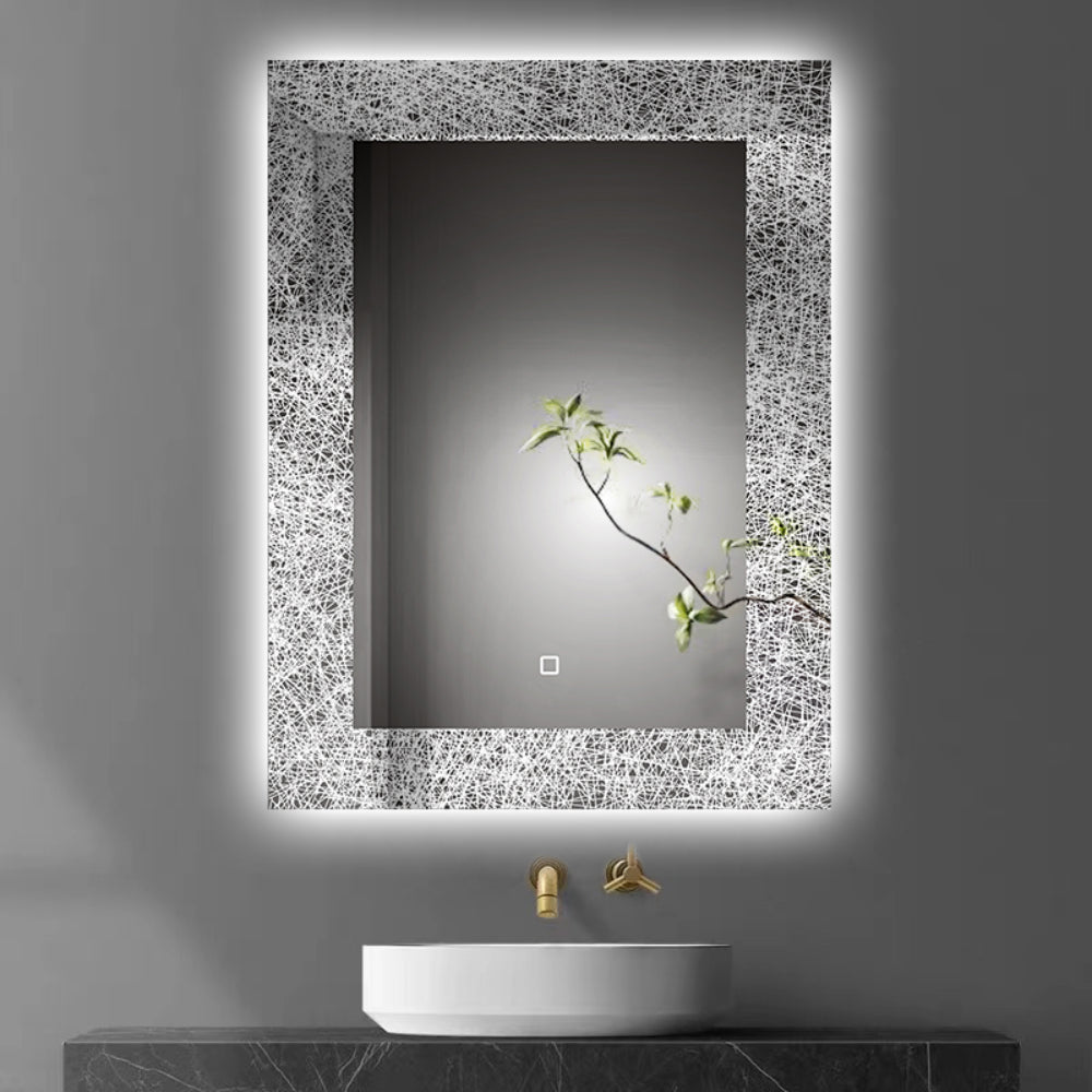iBathUK Solstice Rectangular Illuminated LED Bathroom Mirror, Frameless Wall Mirror with Touch Sensor and Demister, 500x700mm