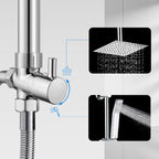 iBathUK Elevex 2 Way Shower Riser Rail Kit with SS Fixed Head & Diverter, Square Design with Universal Fittings, Shower Riser Rail in Chrome, H110 x W20 x D44cm