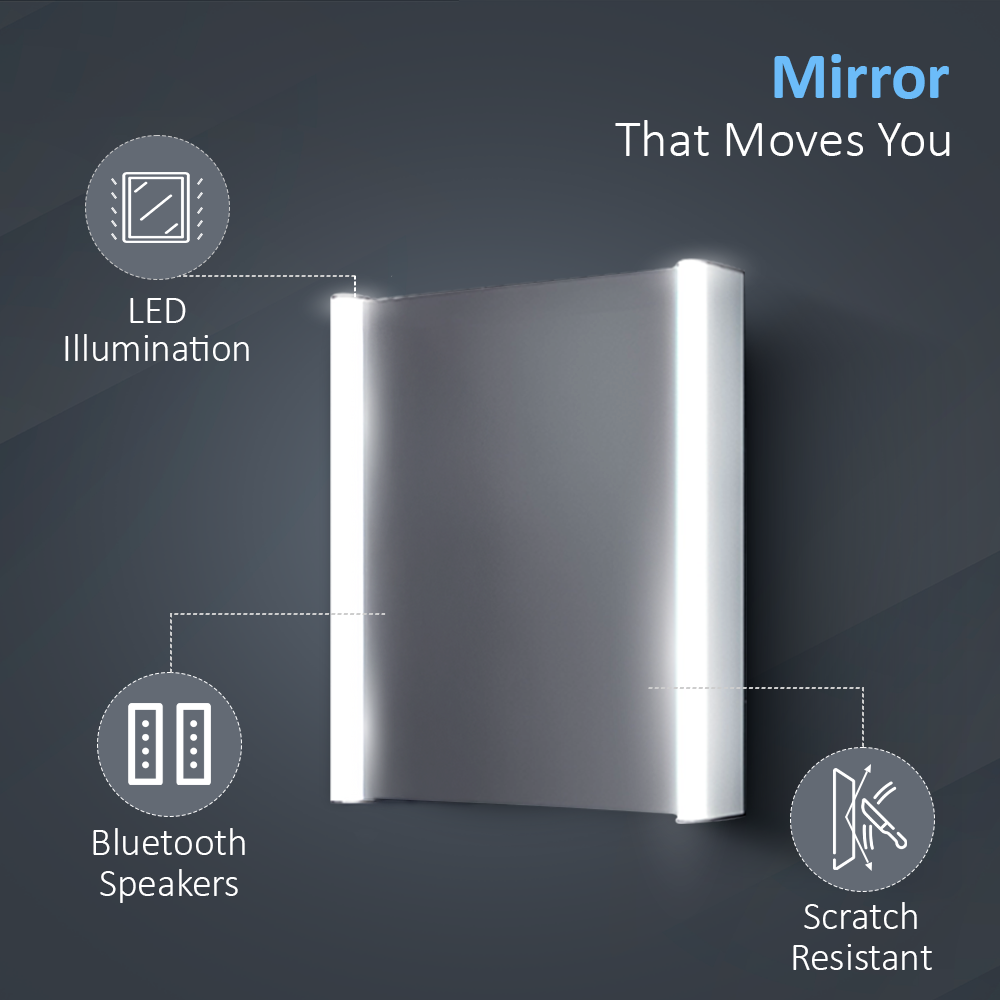 iBathUK Revere LED Single Door Bathroom Mirror Cabinet, Illuminated Mirror with Infrared Sensor Switch, Silver, 500 x 650mm