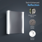 iBathUK Revere LED Single Door Bathroom Mirror Cabinet, Illuminated Mirror with Infrared Sensor Switch, Silver, 500 x 650mm