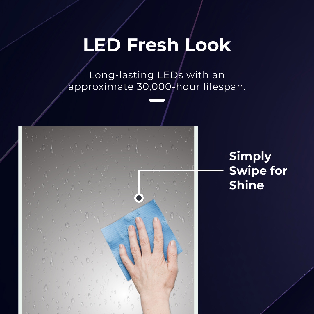 iBathUK Nebula Rectangular Illuminated LED Bathroom Mirror, Wall Mirror with Motion Sensor and Infrared Sensor Switch, 500x700mm