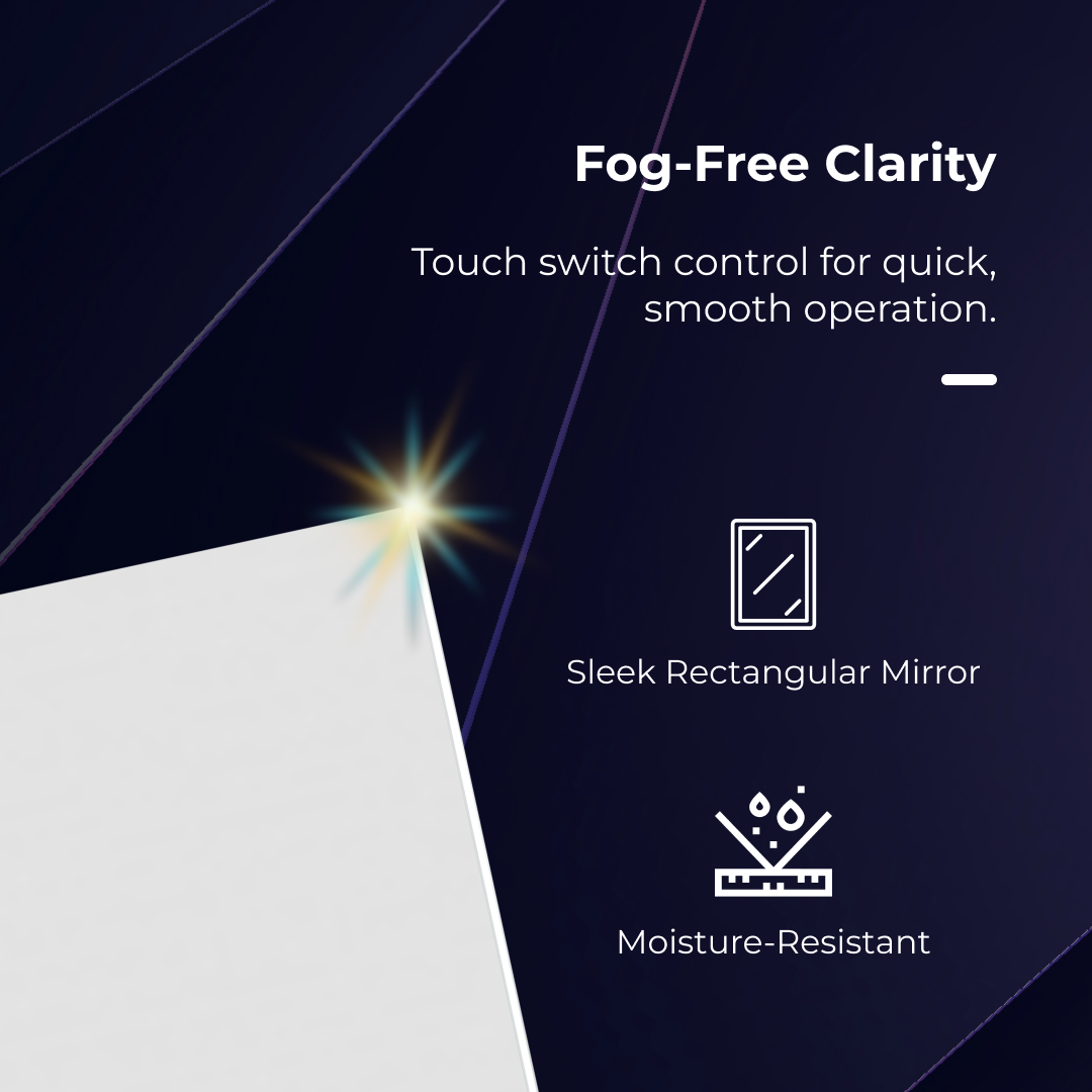 iBathUK Glowvia Rectangular Illuminated LED Bathroom Mirror with Touch Switch, Frameless Wall Mirror with Straight Edge, 500x700mm