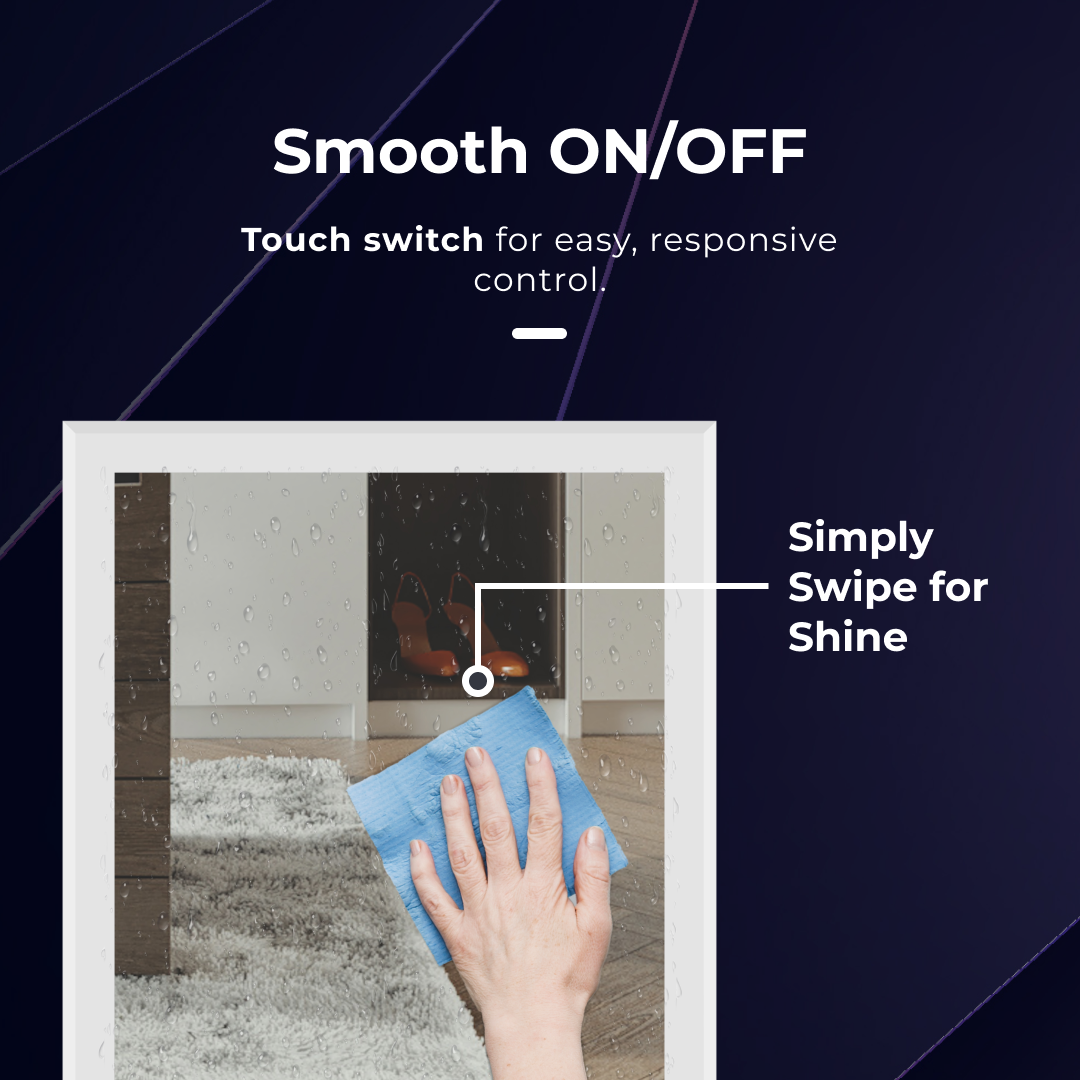 iBathUK Lustre Rectangular Illuminated LED Bathroom Mirror, Frameless Wall Mirror with Touch Sensor and Demister, 500x700mm