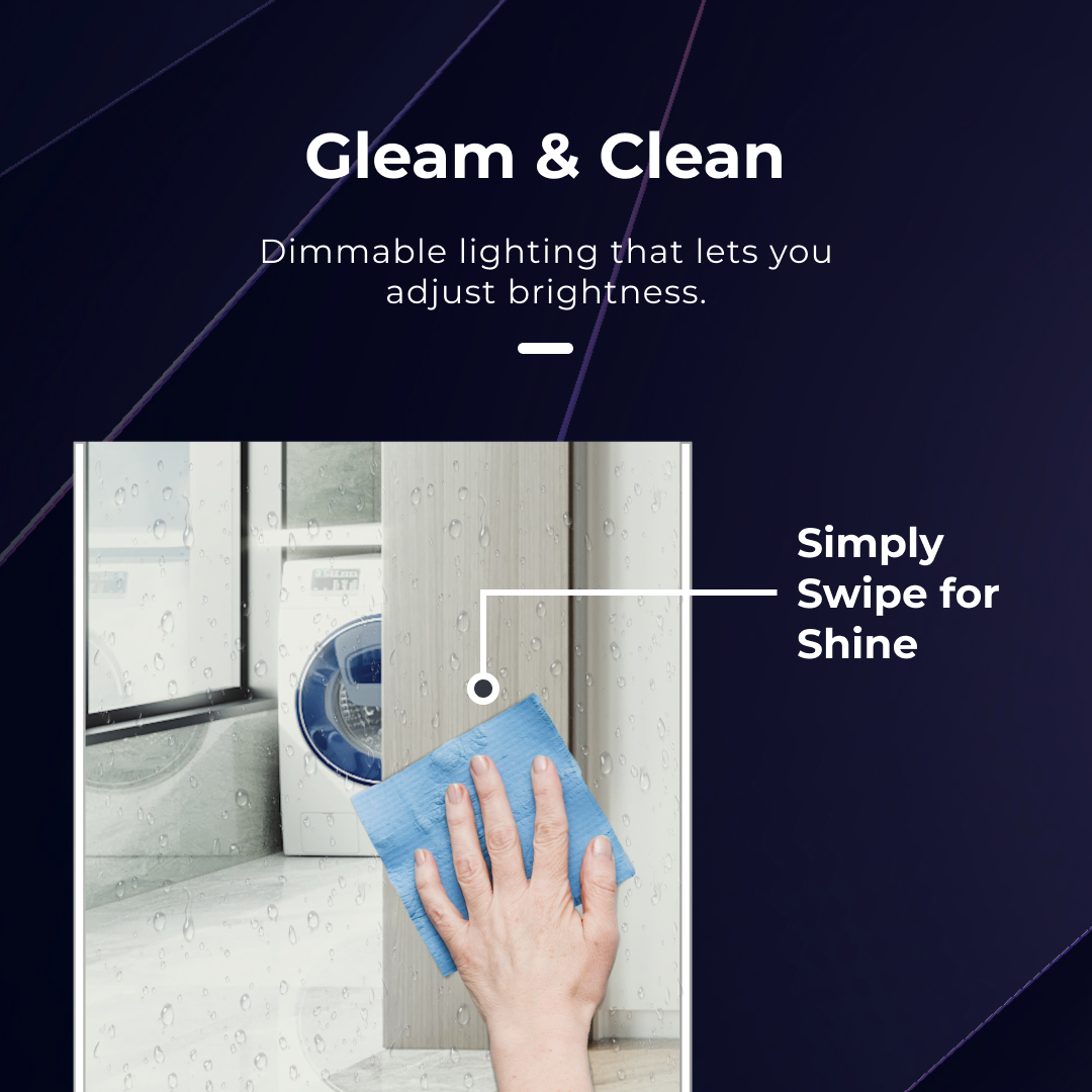 iBathUK Glowvia Rectangular Illuminated LED Bathroom Mirror with Touch Switch, Frameless Wall Mirror with Straight Edge, 500x700mm