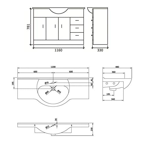 Linx 1950mm Vanity Bathroom Furniture