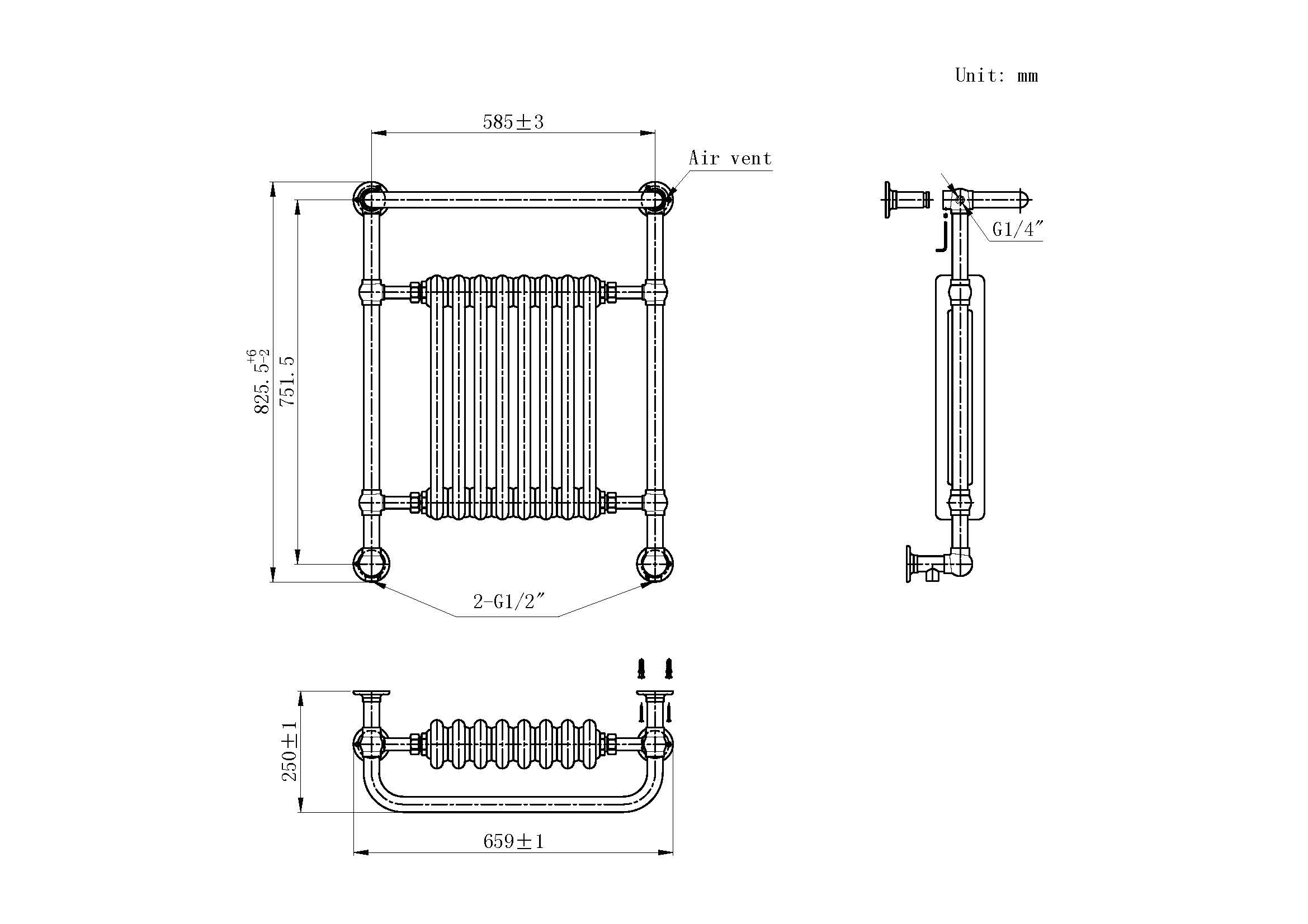8 Column Traditional Vintage Wall Heated Towel Rail Bathroom Radiator
