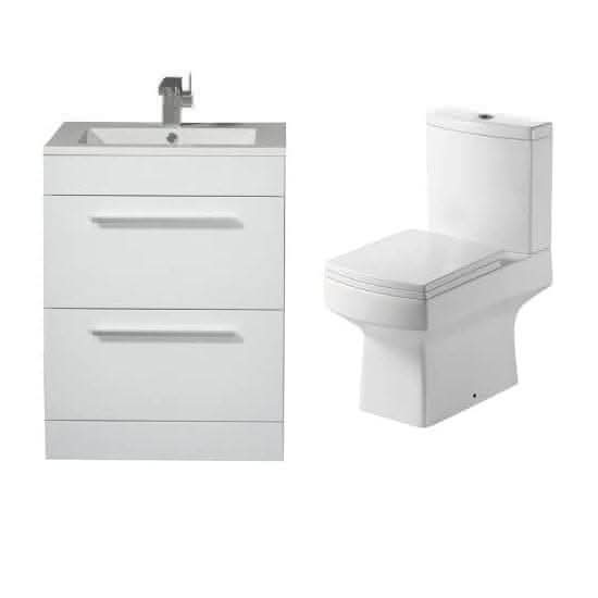Avon Modern Floorstanding Bathroom Suite - Gloss White