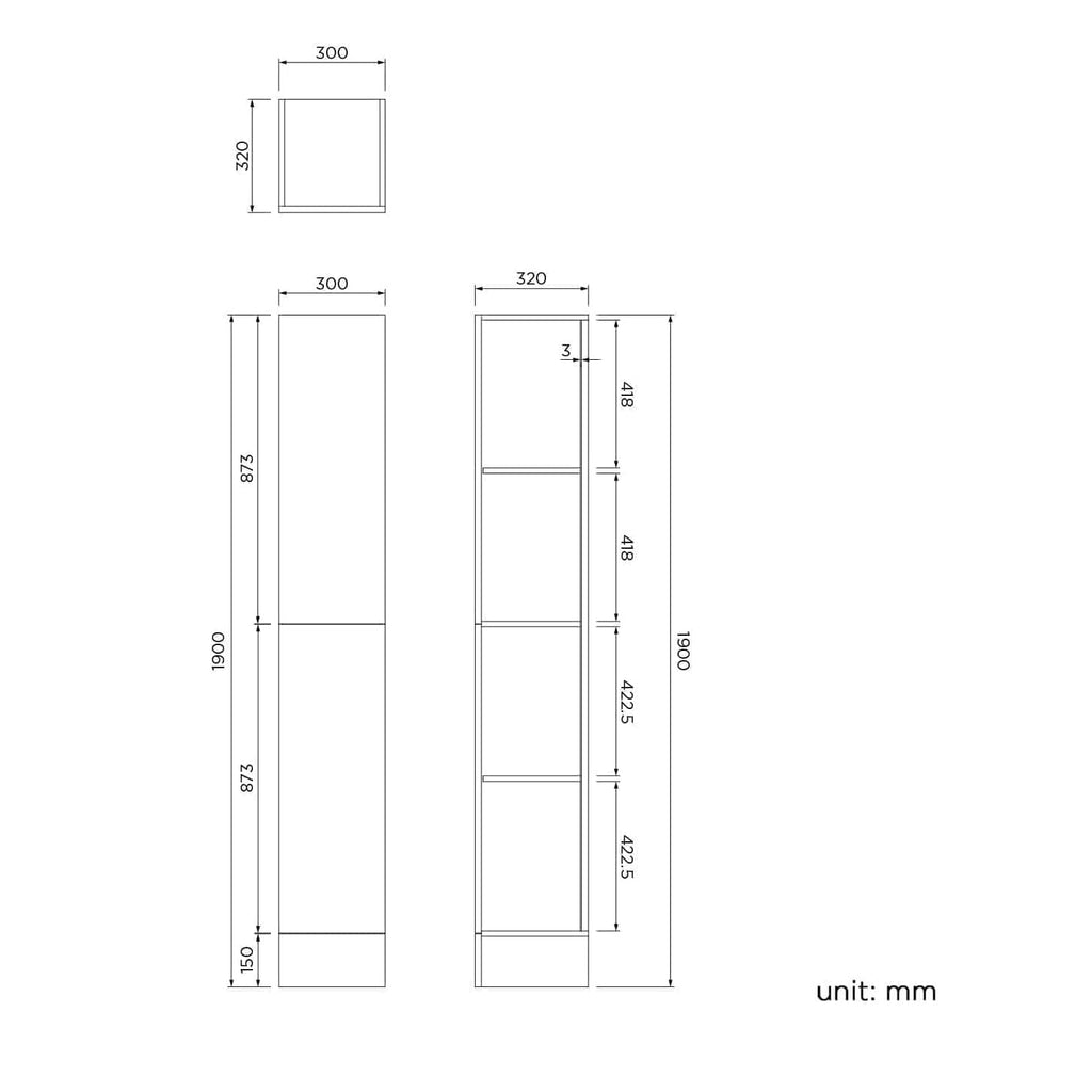 Harper Floor Mounted Tall Storage Unit - 1900mm x 320mm