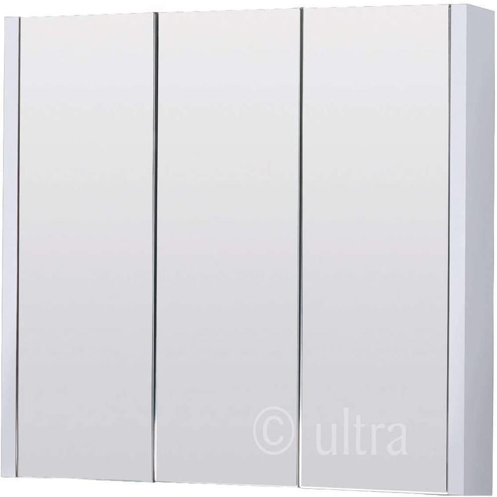 VeeBath Verona Wall Mounted Bathroom Mirror Cabinet, Modern Mirror with Storage & Adjustable Glass Shelves in Gloss White, 600mm