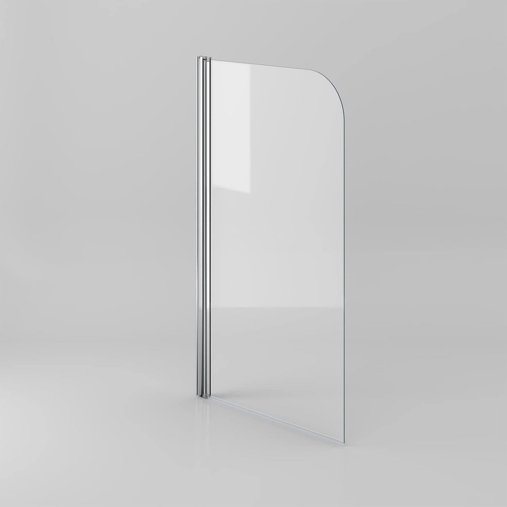 Modern Curved Edge Straight Bath Screen - 6mm Glass - 1400mm x 800mm - Chrome