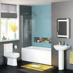 Modern Curved Edge Bath Screen With Towel Rail - 6mm Glass - 1400mm x 800mm - Chrome