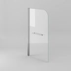 Modern Curved Edge Bath Screen With Towel Rail - 6mm Glass - 1400mm x 800mm - Chrome