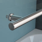 Modern Curved Edge Bath Screen With Towel Rail - 6mm Glass - 1400mm x 800mm - Chrome