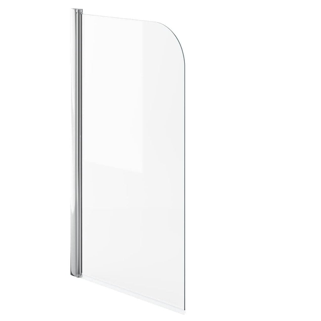 Modern Curved Edge Straight Bath Screen - 6mm Glass - 1400mm x 800mm - Chrome