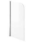 Modern Curved Edge Straight Bath Screen - 6mm Glass - 1400mm x 800mm - Chrome