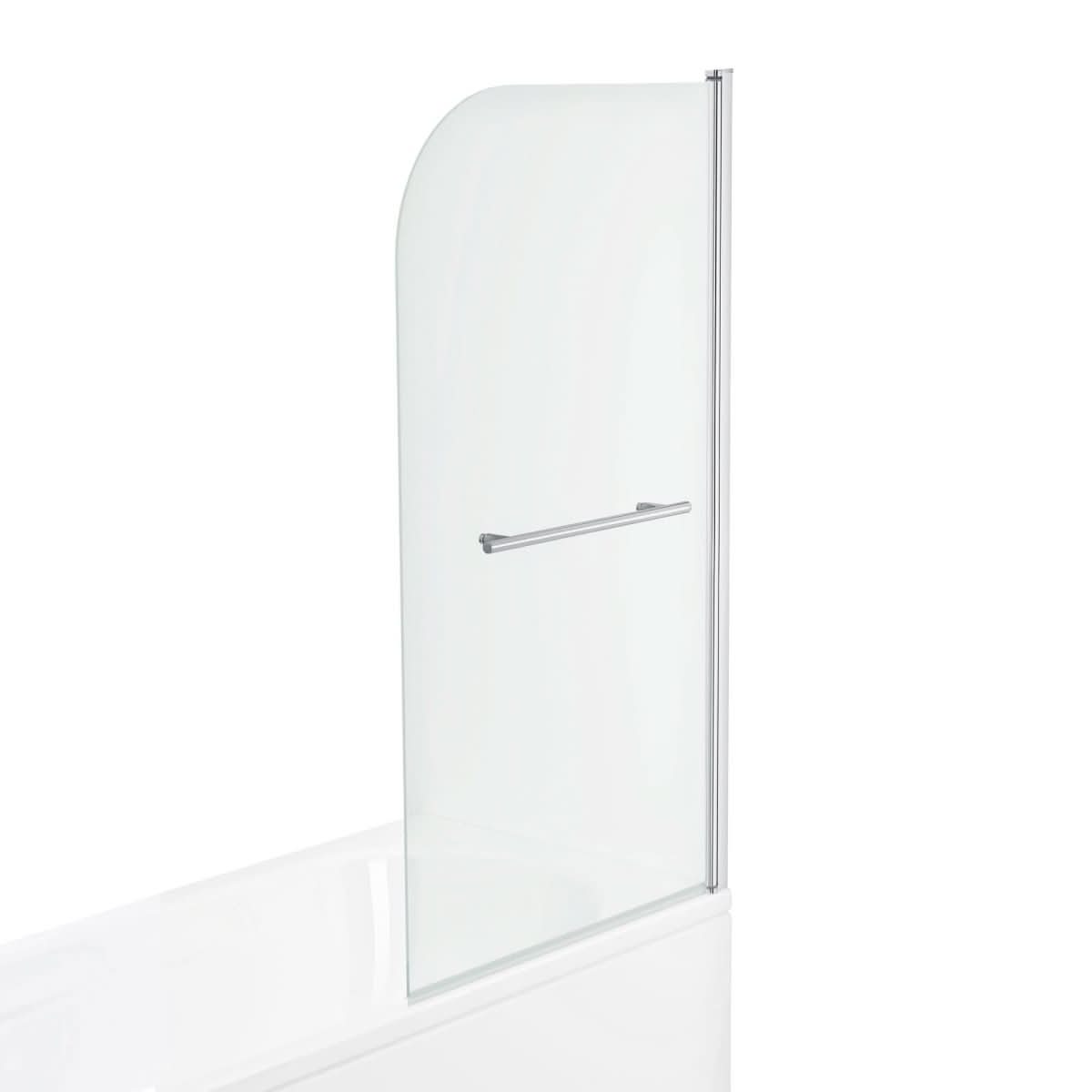 Modern Shower Reversible Bath Screen With Panel And Towel Rail - 1400mm x 1000mm - Chrome