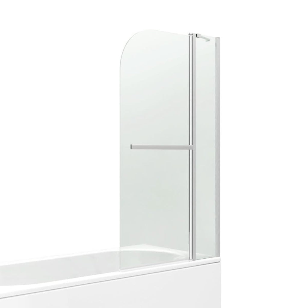Modern Shower Bath Screen With Panel And Towel Rail - 1400mm x 1000mm - Chrome