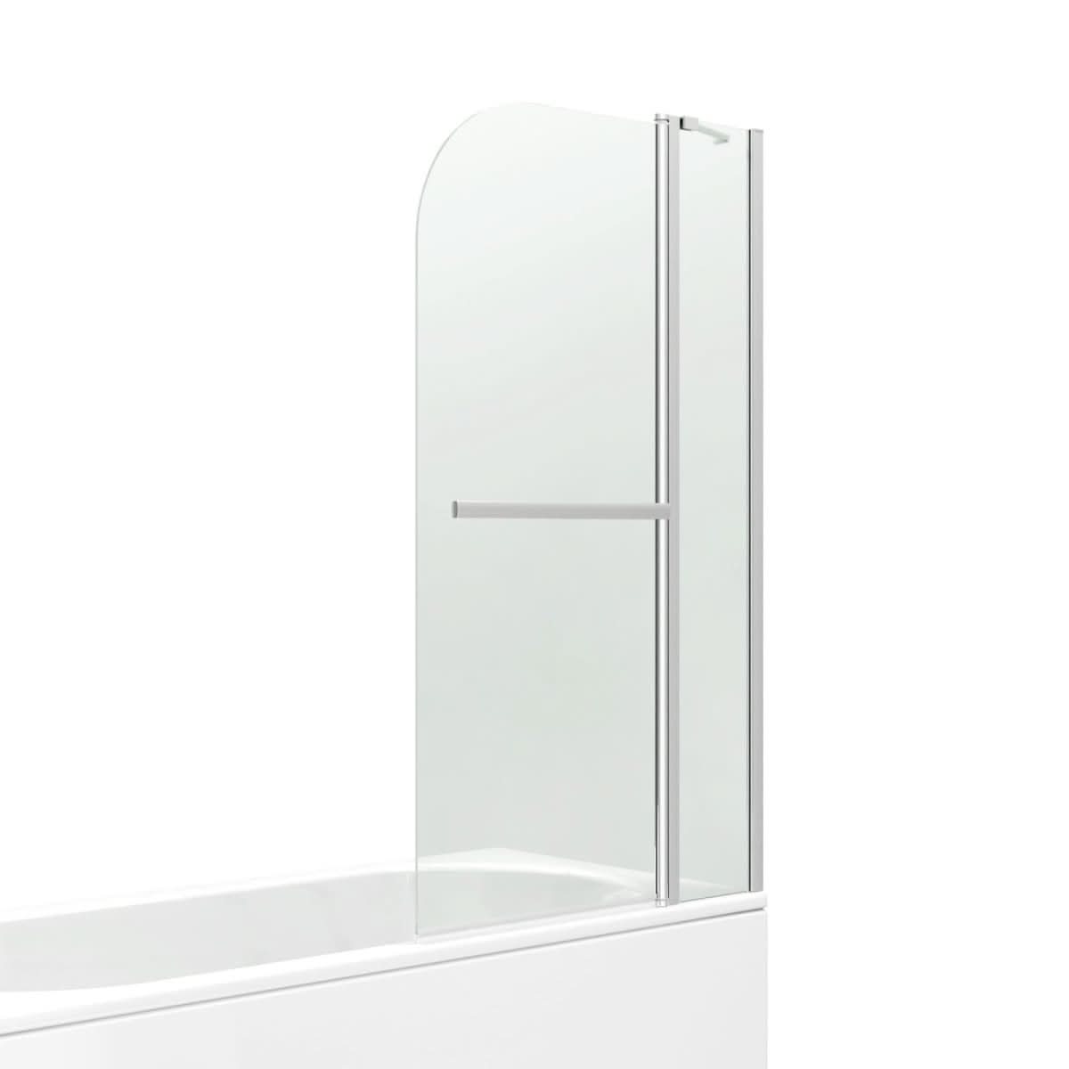 Modern Shower Bath Screen With Panel And Towel Rail - 1400mm x 1000mm - Chrome